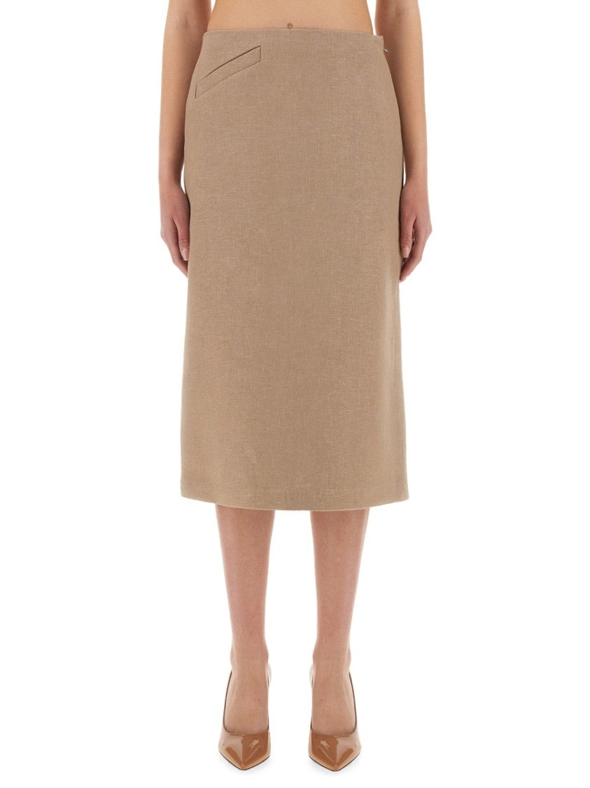 Fendi Waxed Linen Midi Skirt
