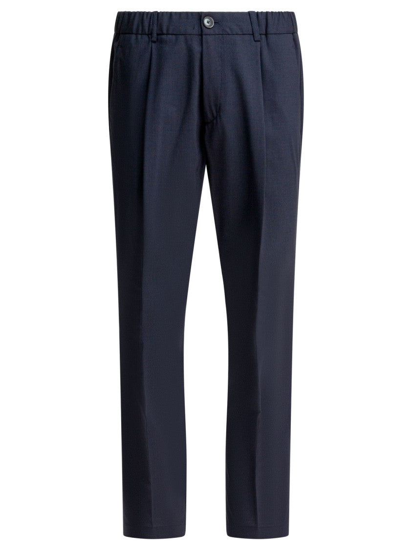 Herno Mid-Rise Virgin Wool Pants With Pleated Front