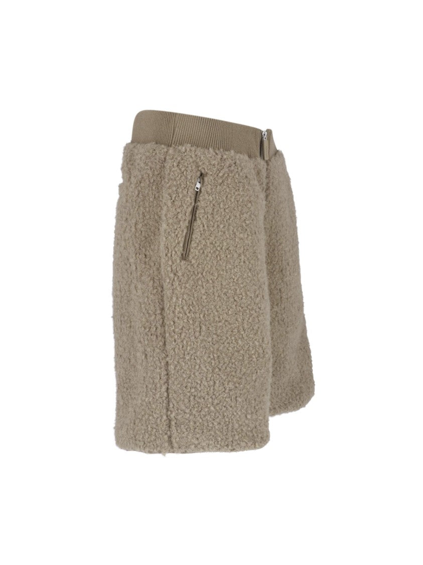Entire Studios Beige Teddy Fleece Zippered Shorts