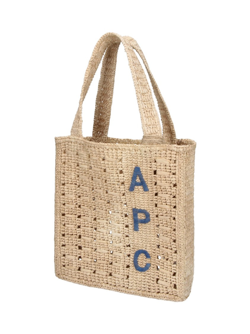 A.P.C. Rectangular Raffia Tote Bag With Contrasting Logo