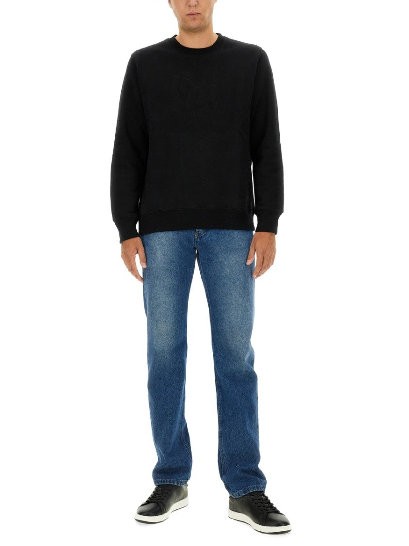 Ps Paul Smith Black Cotton Sweatshirt With Embossed Design