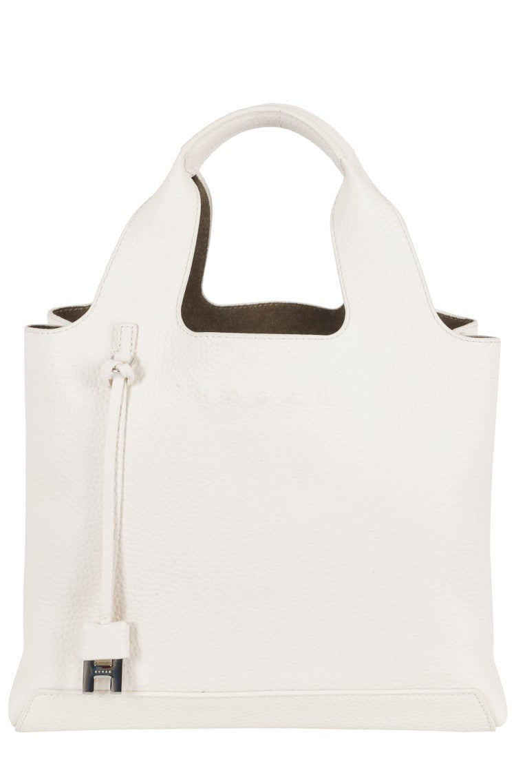 Hogan White Small Shopping Removable-Strap Leather Tote Bag