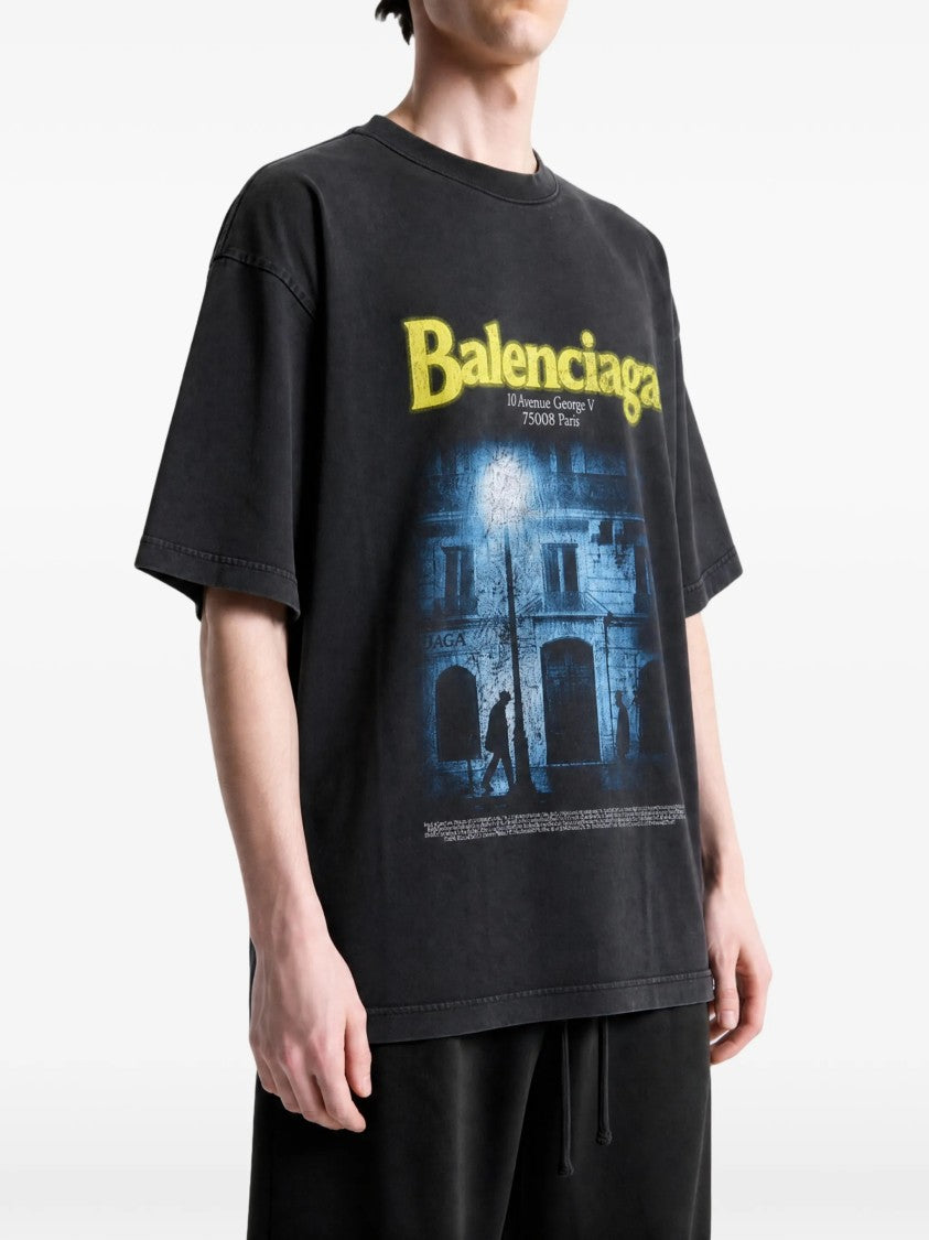 Balenciaga Relaxed Fit Printed Black T-Shirt With Urban Graphic