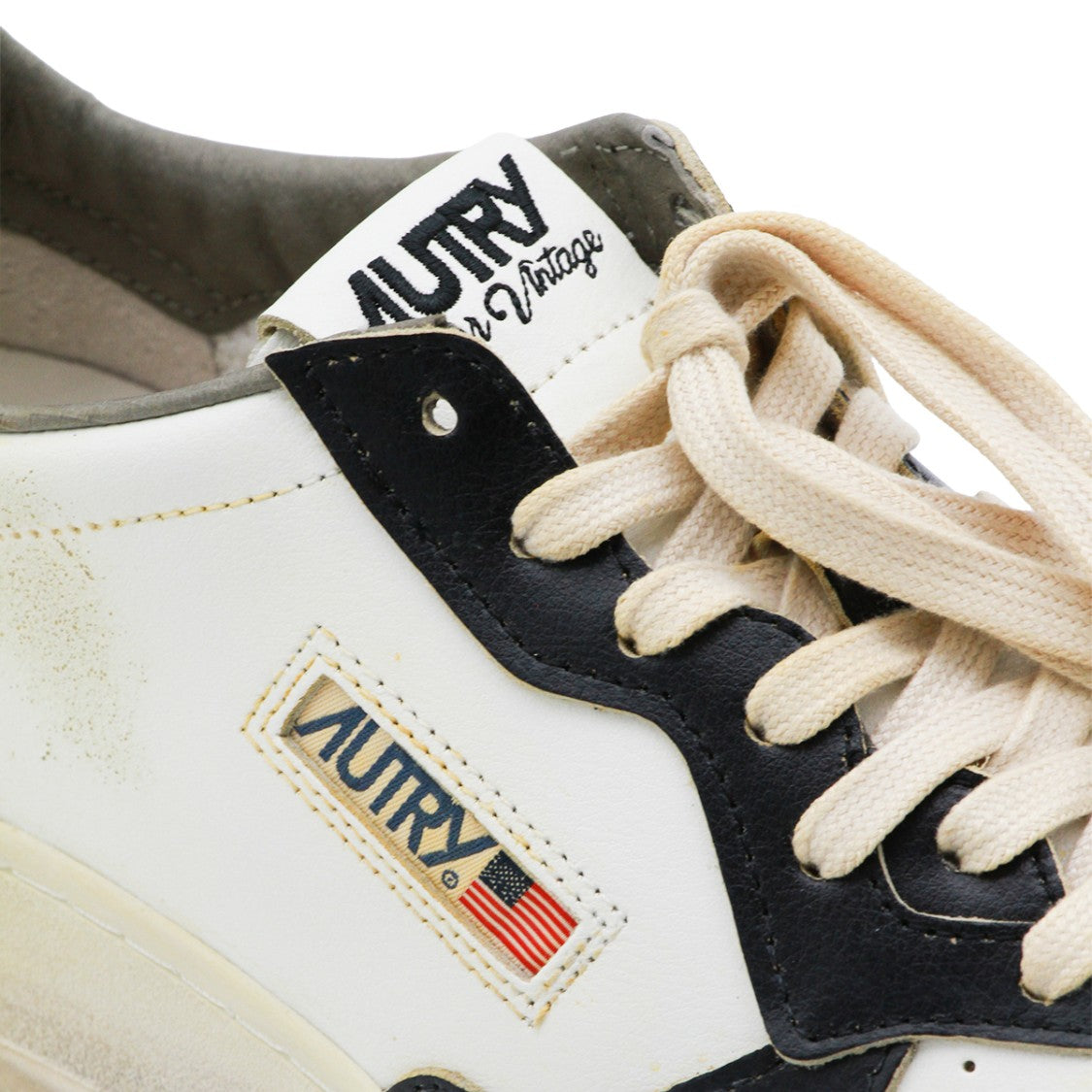 Autry White Black Green Super Vintage Paneled Leather Sneakers