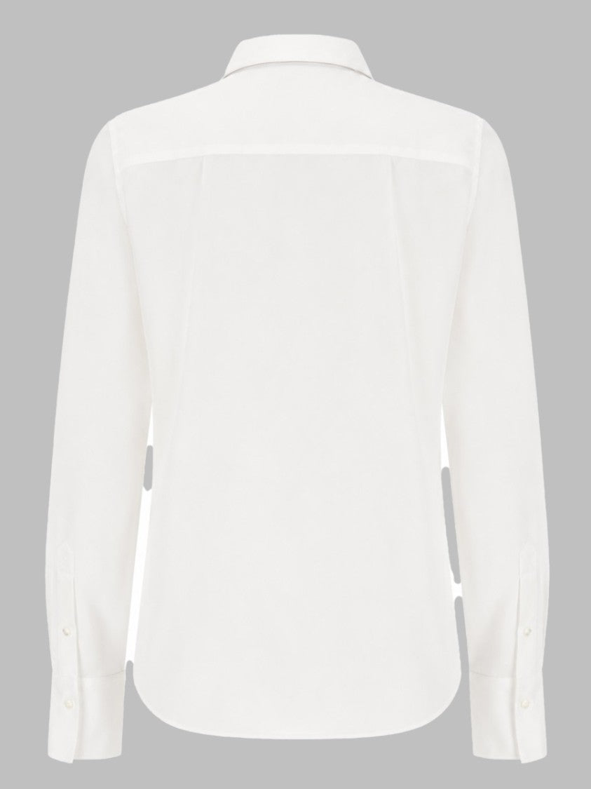 Brunello Cucinelli Long-Sleeve Pointed Collar Cotton-Blend Shirt