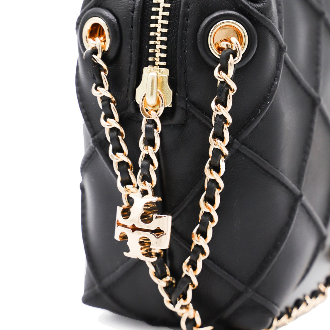 Tory Burch Black Leather Fleming Crossbody Bag