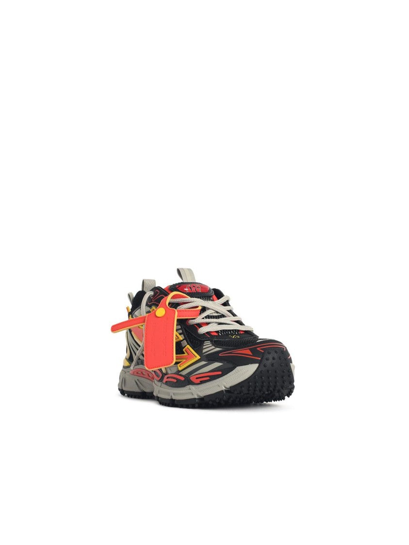 Off-White 'Be Right Back' Black Mesh And Coral Red Sneakers
