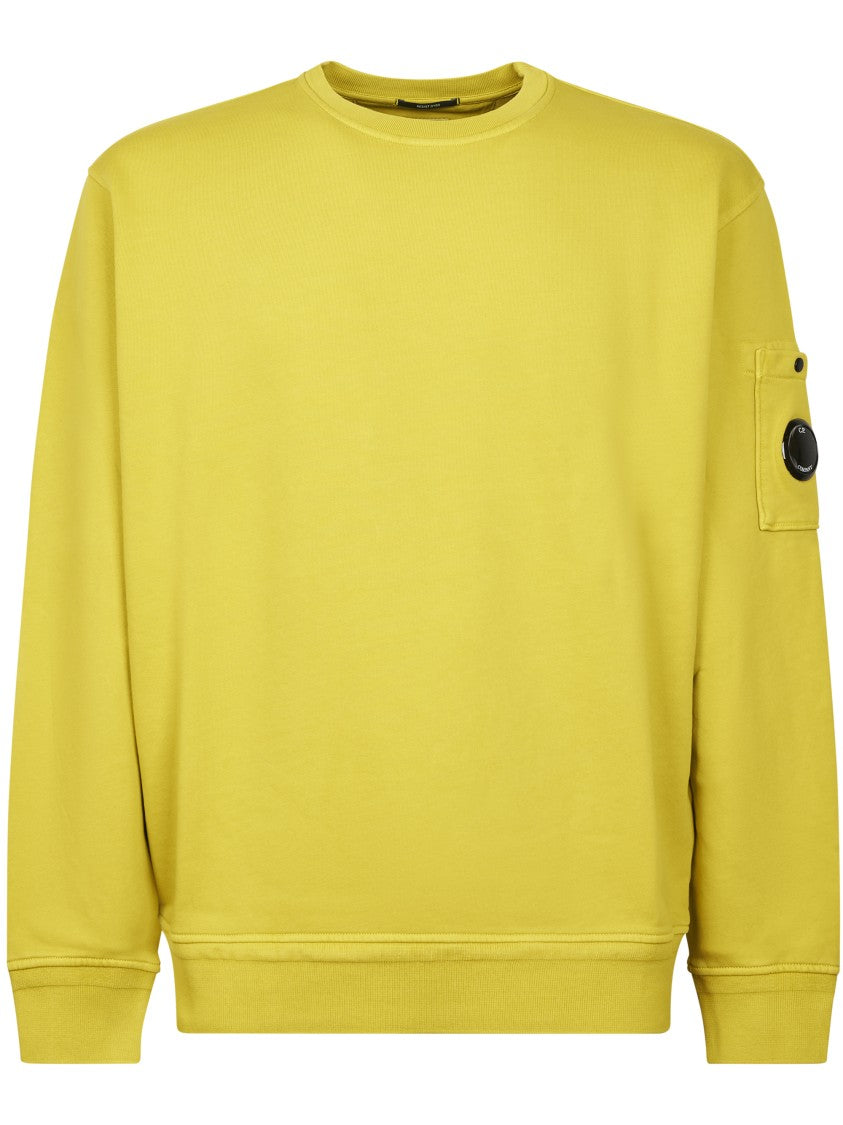 C.P. Company Cotton Diagonal Fleece Crewneck Sweatshirt With Lens Detail