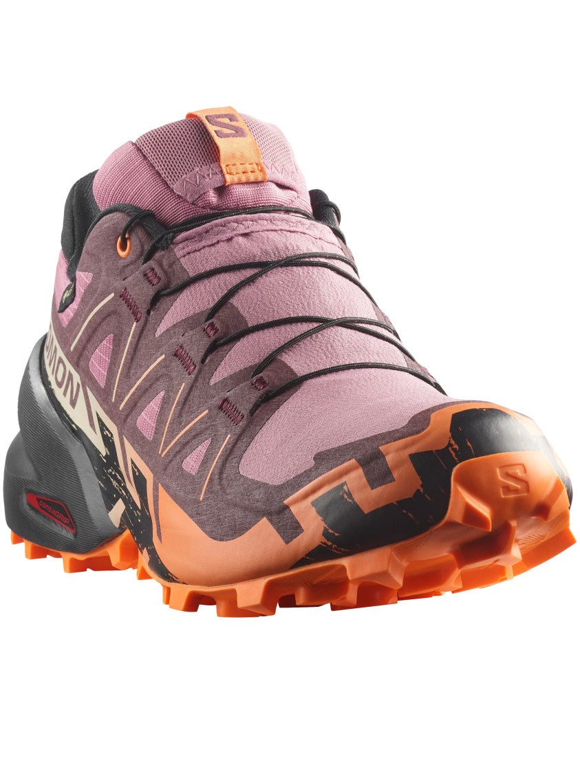 Salomon Dynamic Purple And Orange Trail Sneakers With Rugged Sole