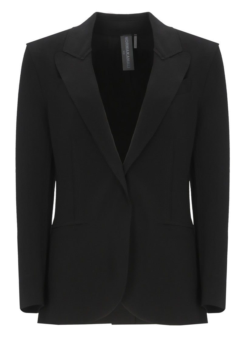 Norma Kamali Black Single Breasted Velcro Blazer