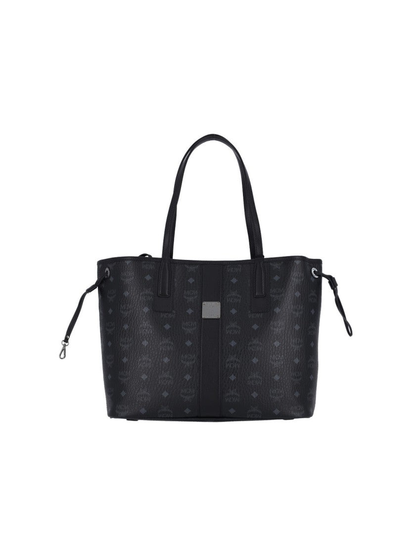 Mcm "Liz" Small Reversible Tote Bag, In Black "Visetos"