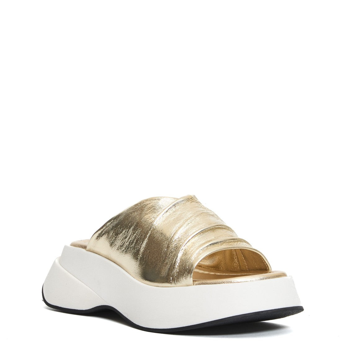 Elena Iachi Ciabatta Zeppa In Pelle Platino