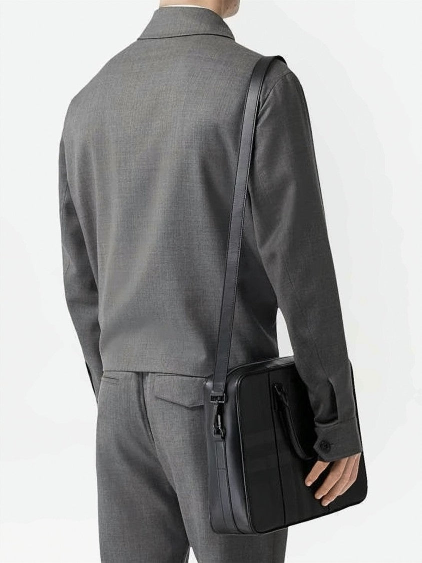 Burberry Structured Briefcase With Subtle Check Pattern