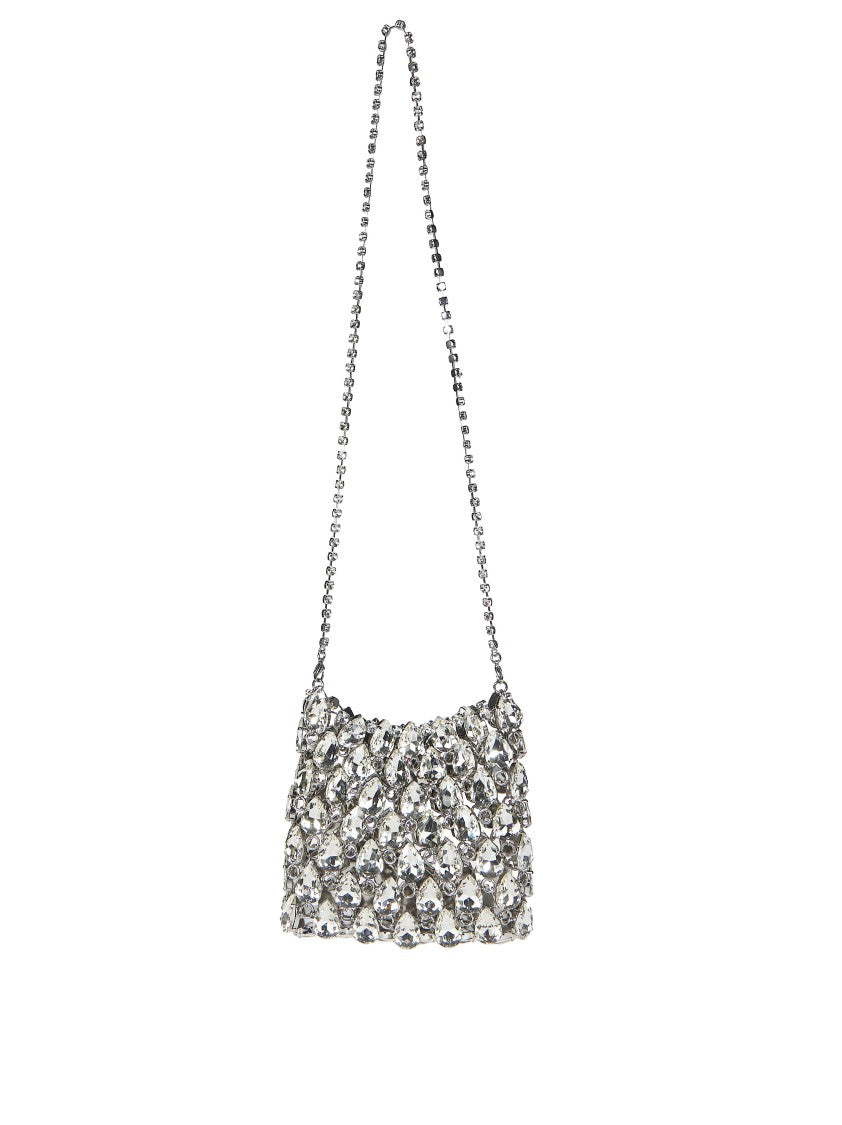 Self-Portrait Silver Crystal Chainmail Grid Mini Handbag