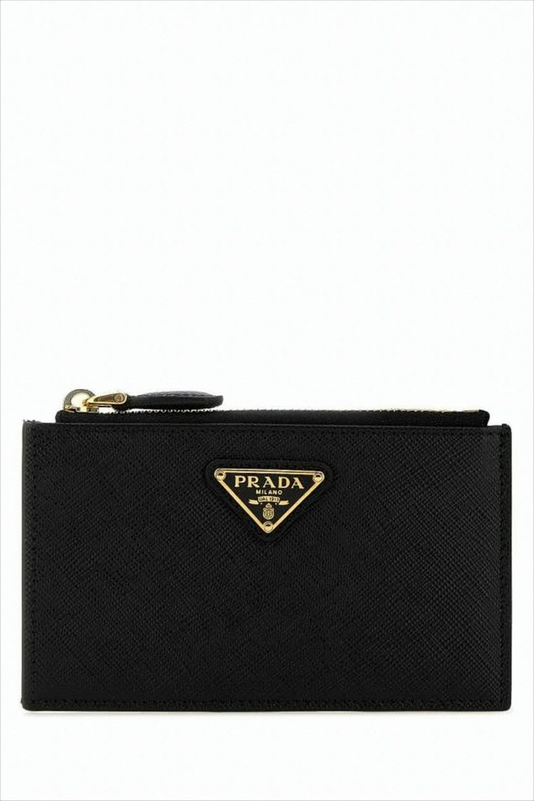 Prada Textured Leather Wallet With Zippered Closure