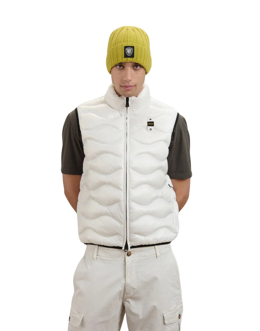Blauer White Micro-Rip Nylon Padded Vest