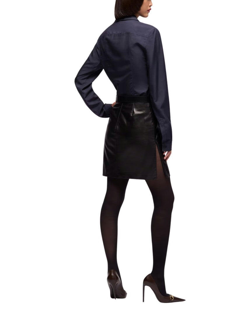 Gucci Black Nappa Leather Mini Skirt