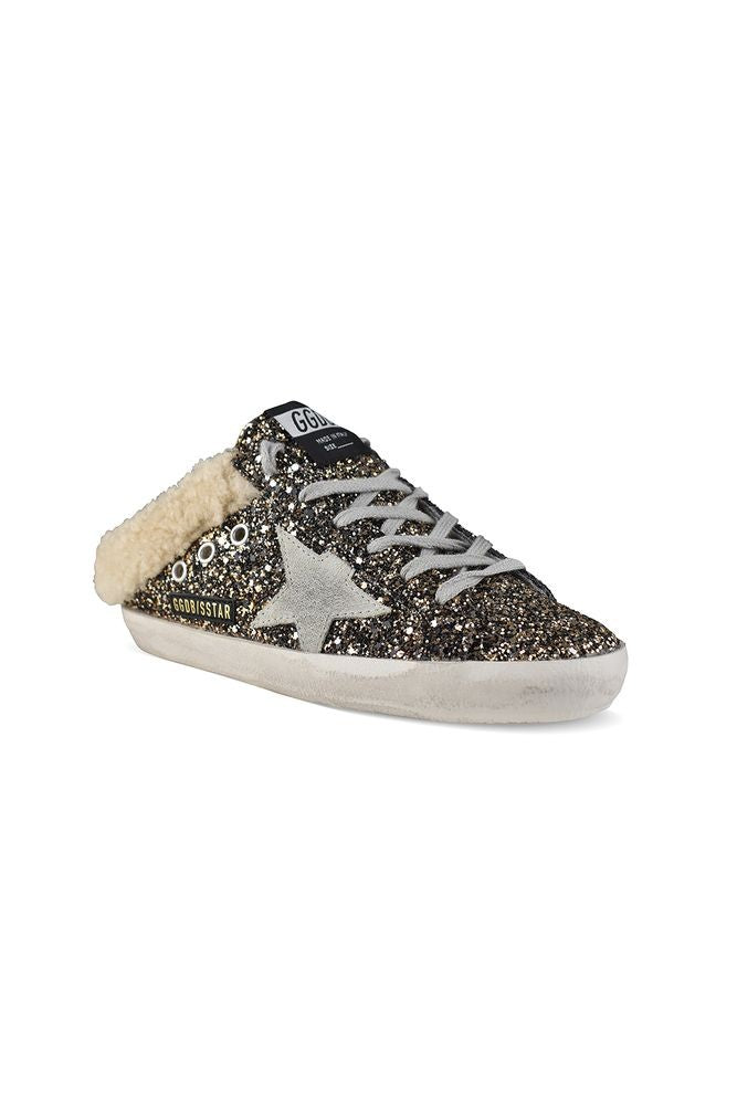 Golden Goose Black Gold Brown Sequins Superstar Clogs