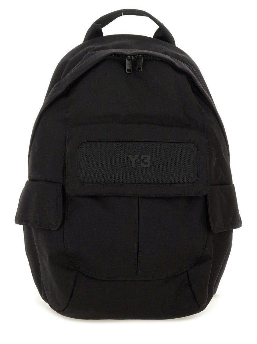 Y-3 Black Nylon Rounded Minimalist Backpack