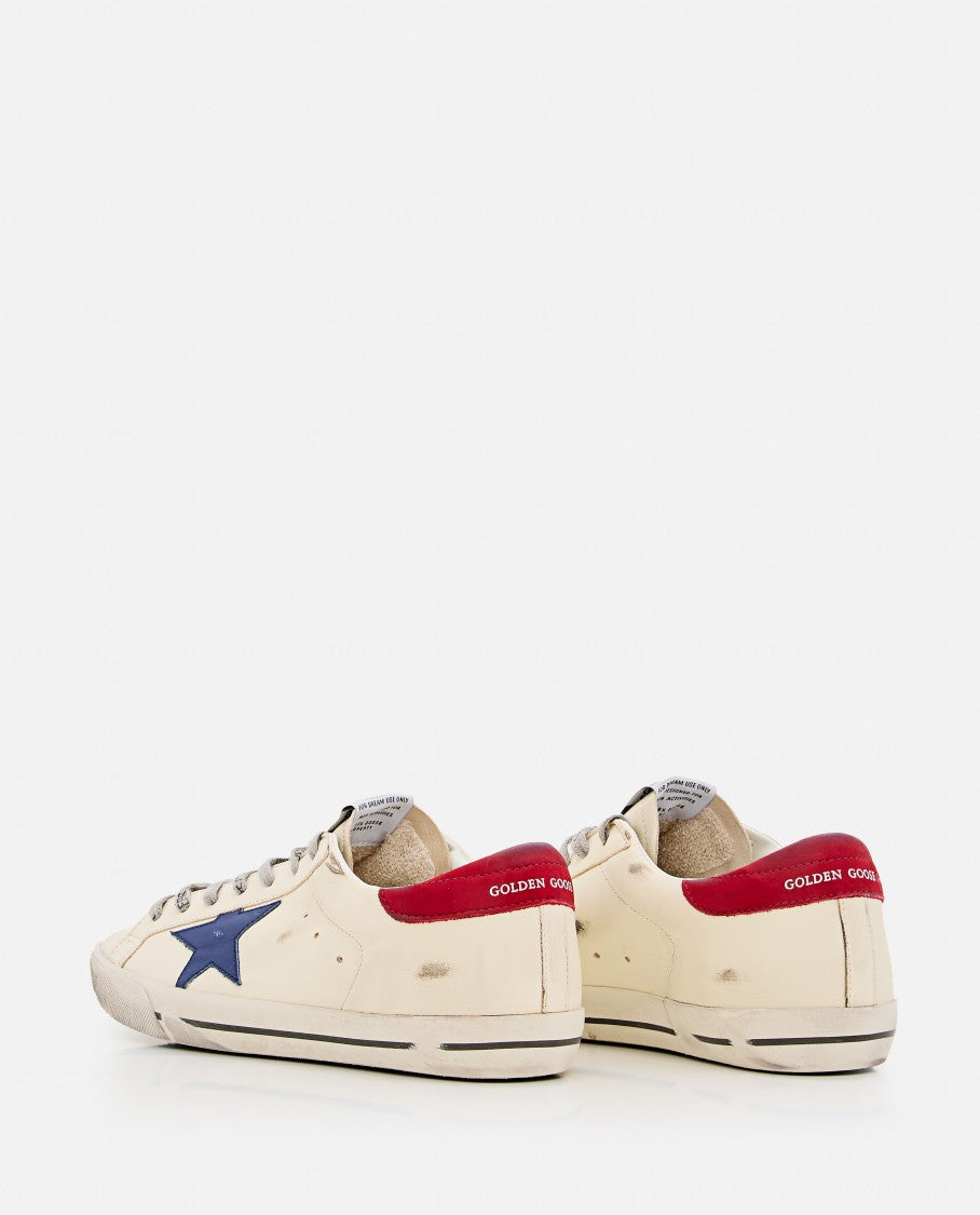 Golden Goose Super-Star Cream Sneakers With Blue Star