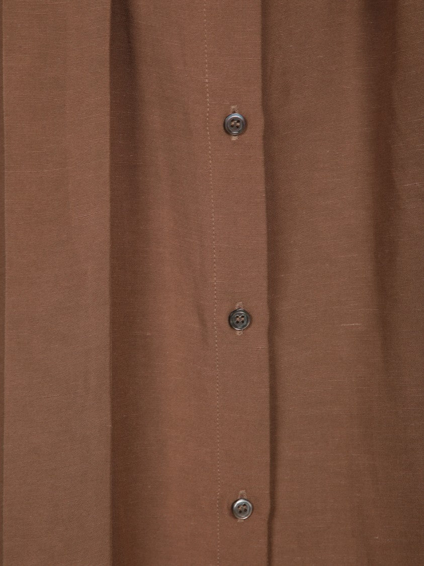 Blanca Vita Maxi Dress With Classic Collar And Frontal Split