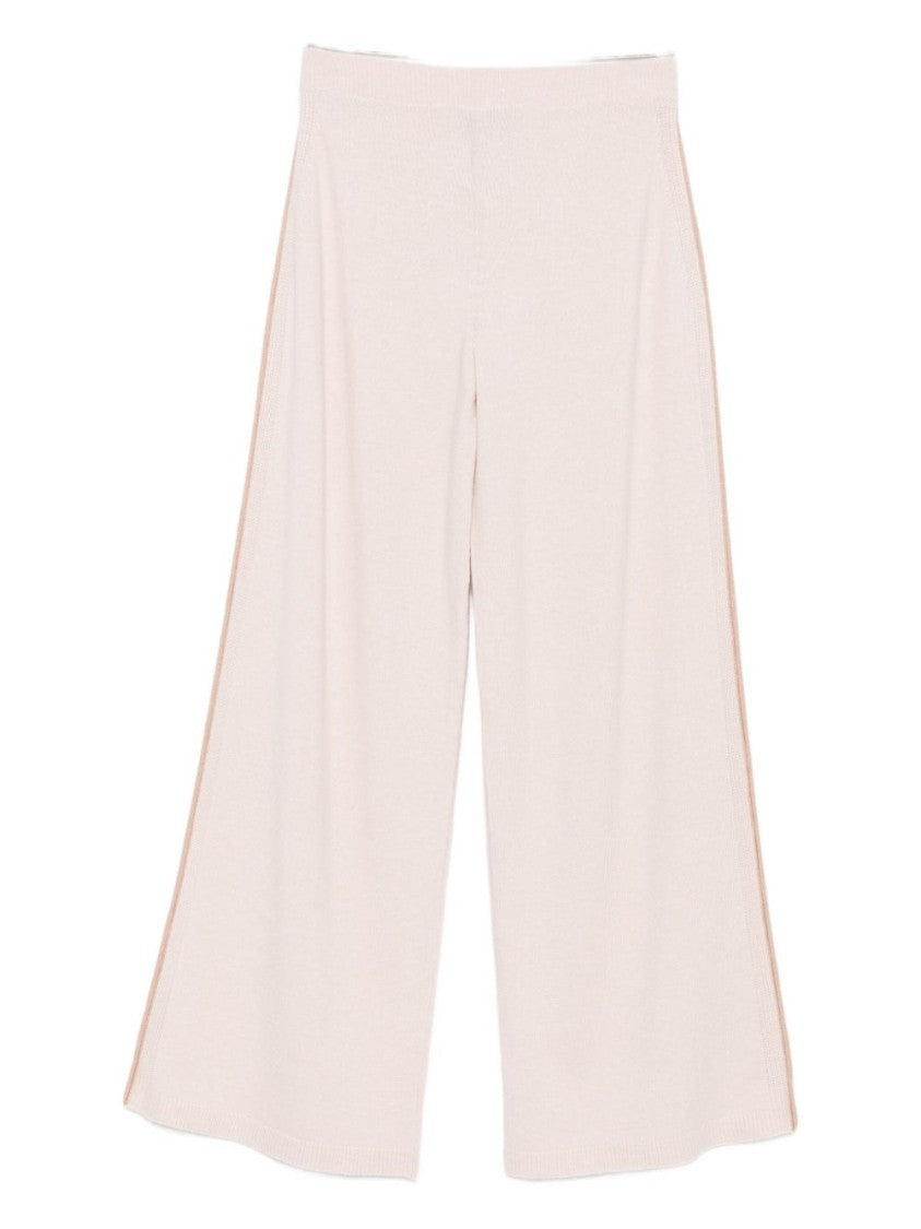 Dexterior Cream And Beige Wide-Leg Trousers Crafted