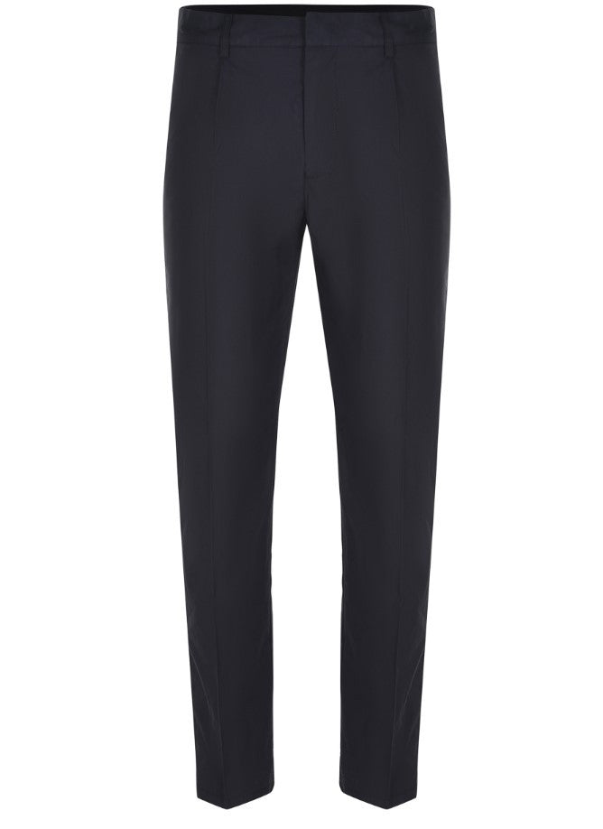 Emporio Armani Midnight Blue Cotton Trousers With Straight-Leg Silhouette