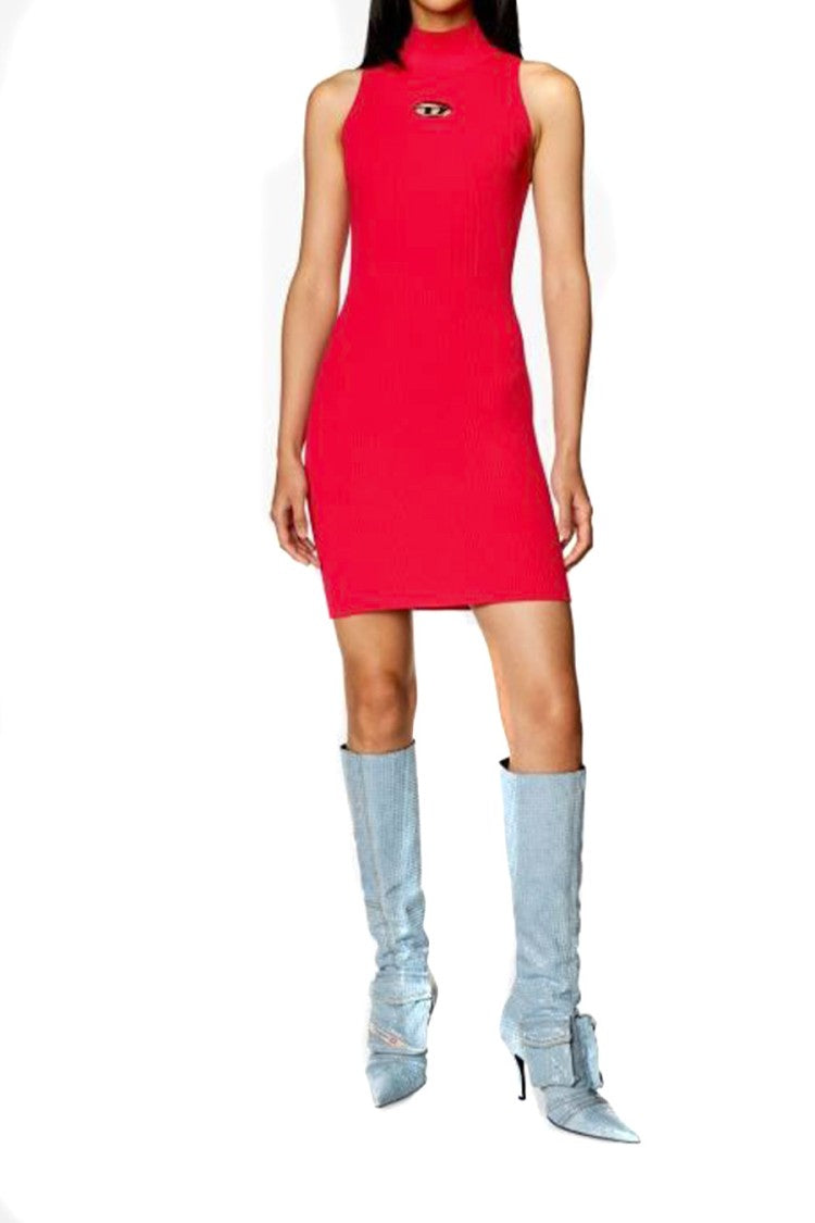 Diesel Red Viscose-Polyester Racerback Midi Dress