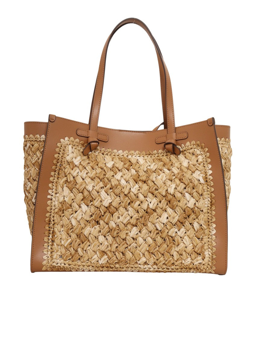 Gianni Chiarini Woven Texture Tote Bag With Leather Accents