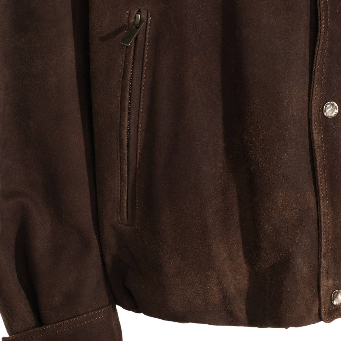 Salvatore Santoro Dark Brown Suede Leather Collar Casual Jacket