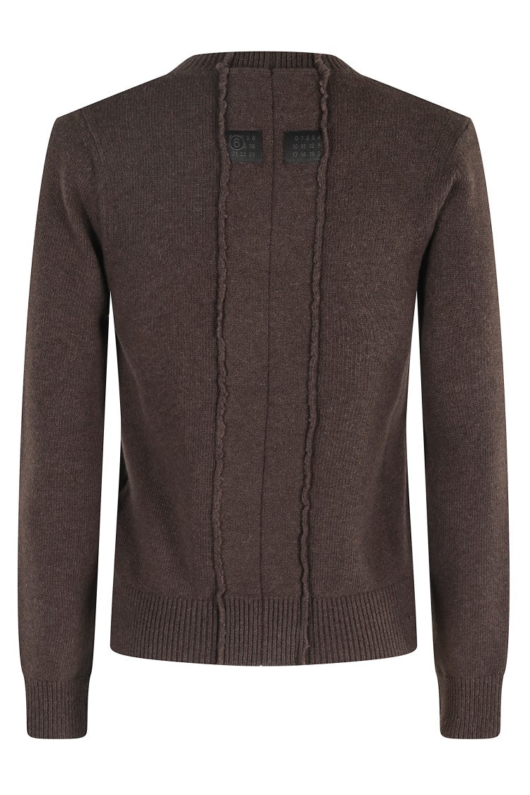 Mm6 By Maison Margiela Deep V-Neck Knit Sweater With Ribbed Detailing