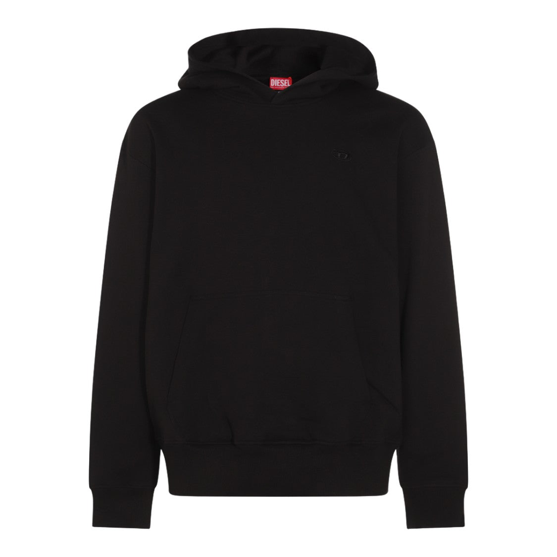 Diesel Pullover Black Hoodie With Embroidered Logo