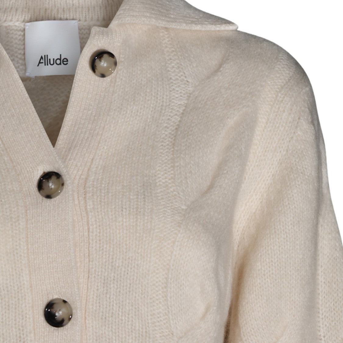 Allude Cropped Textured Knit Cardigan