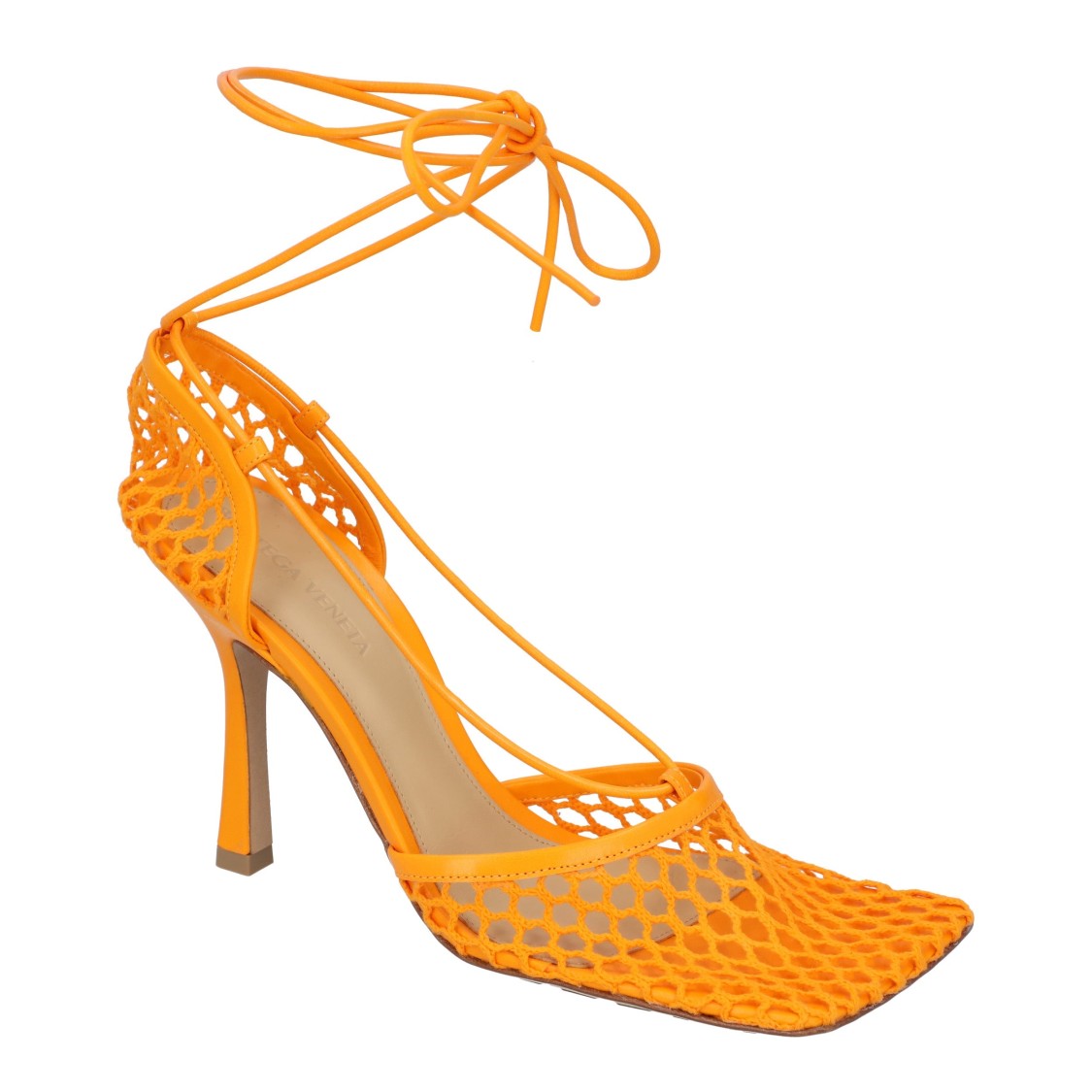 Bottega Veneta Stretch Lace-Up Sandal Orange