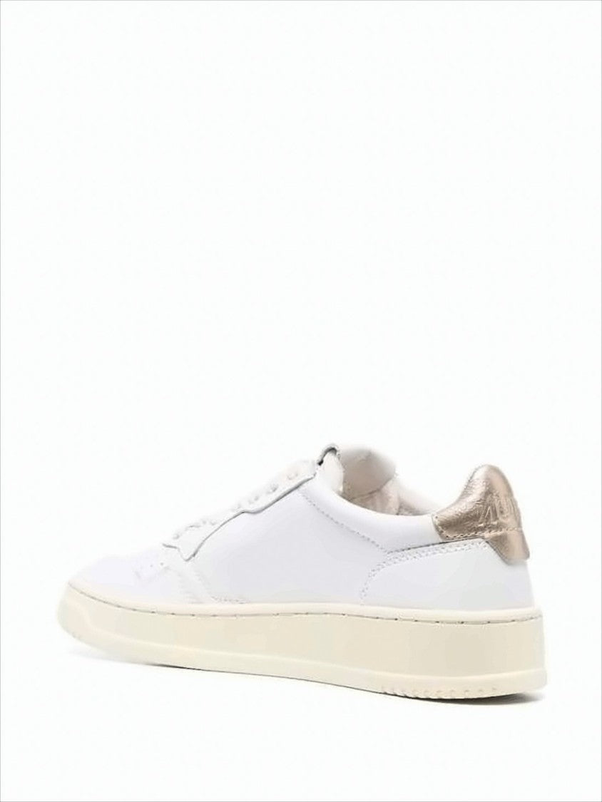 Autry Smooth White Leather Low-Top Sneakers With Metallic Accents