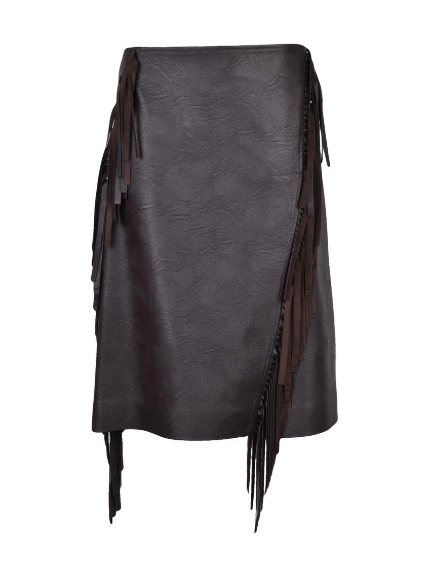 Stella Mccartney Brown Polyester Viscose Women's Faux Leather Skirt