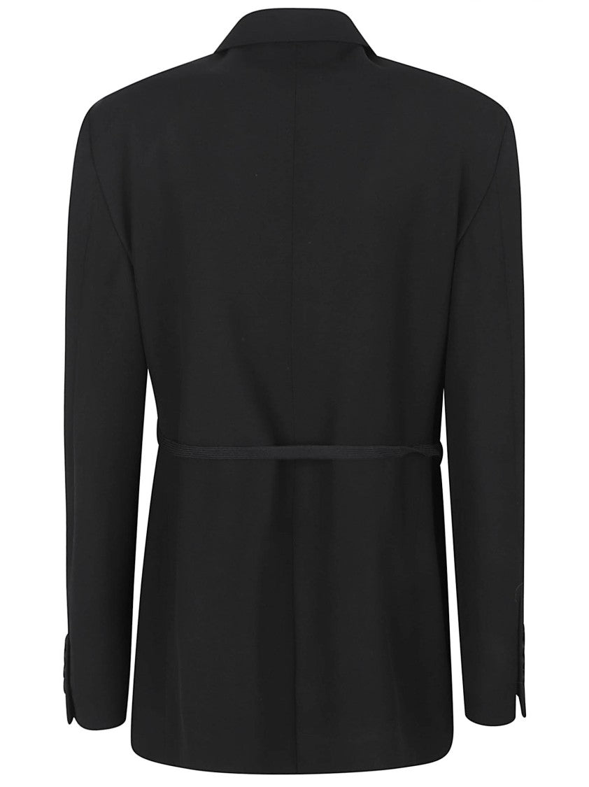 Balenciaga Asymmetrical Black Wool Blazer With Satin Lapel