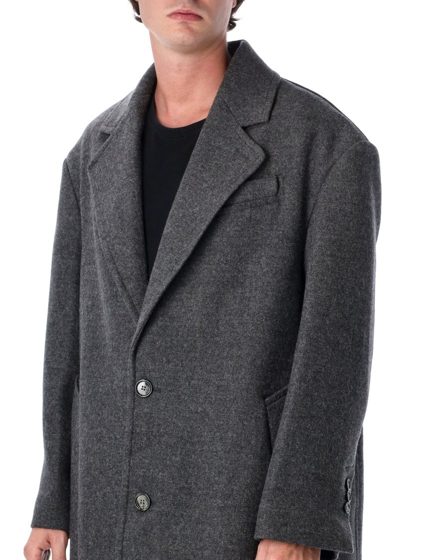 Ami Paris Notched-Lapel Monobreast Overcoat