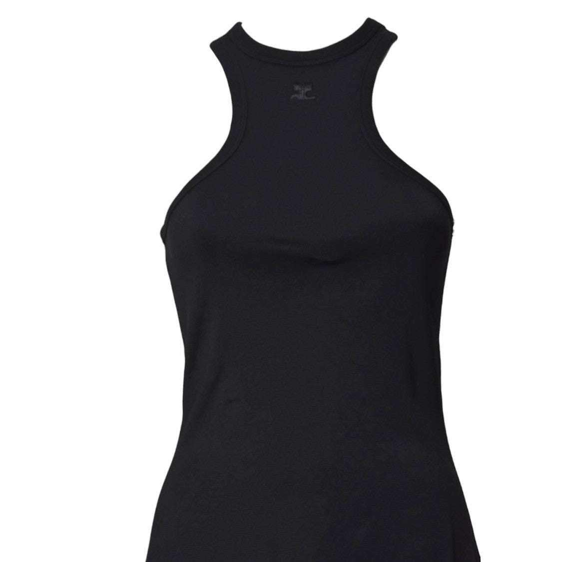 Courrèges Black Cotton Contrast Scuba Mini Dress