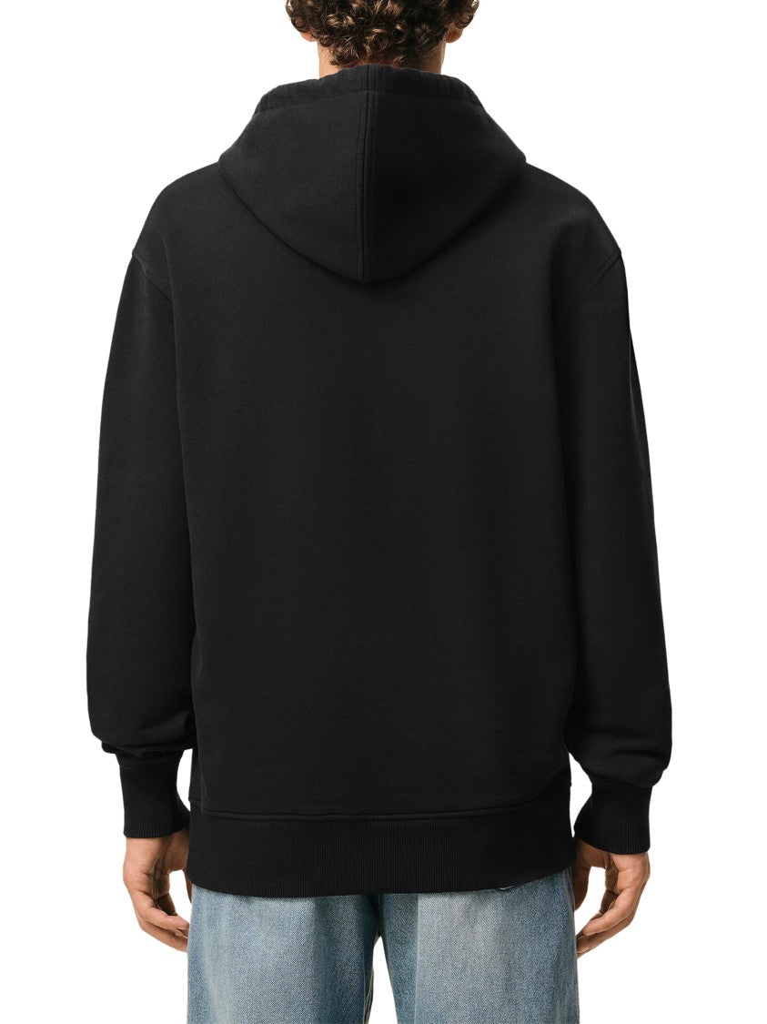 Ami Paris Cropped Black Hoodie With Ami De Coeur Embroidery
