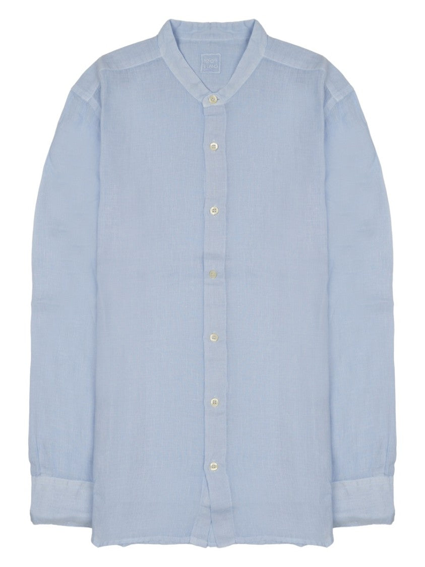 120% Lino Linen Slim Fit Band Shirt