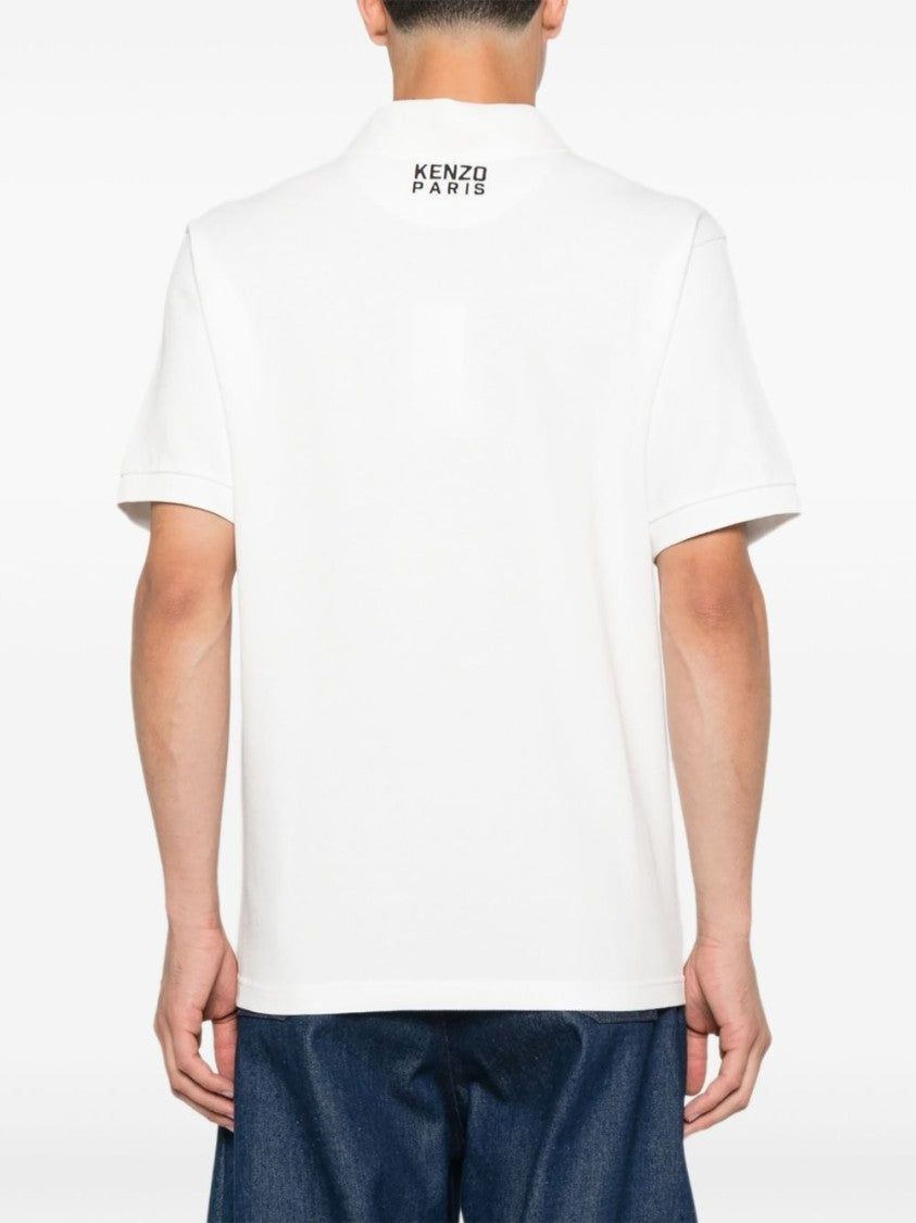 Kenzo Short-Sleeve Cotton Polo Shirt With Embroidered Tiger Motif