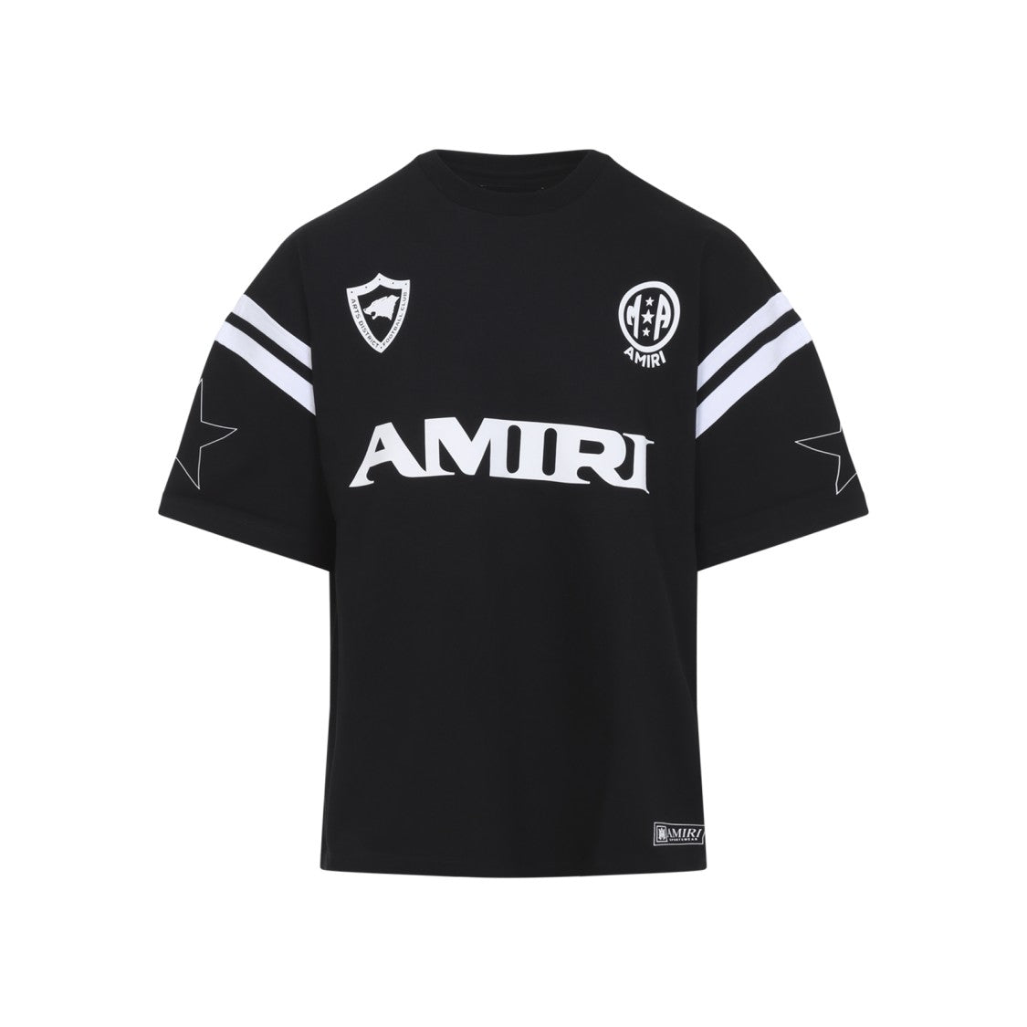 Amiri Graphic Logo Black Cotton T-Shirt With Sporty Accents