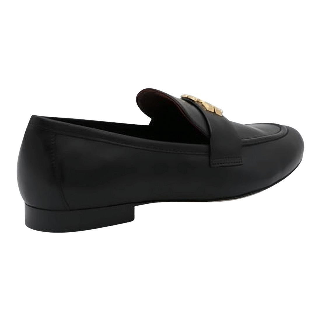 Tory Burch Smooth Leather Loafer Flats With Metallic Emblem