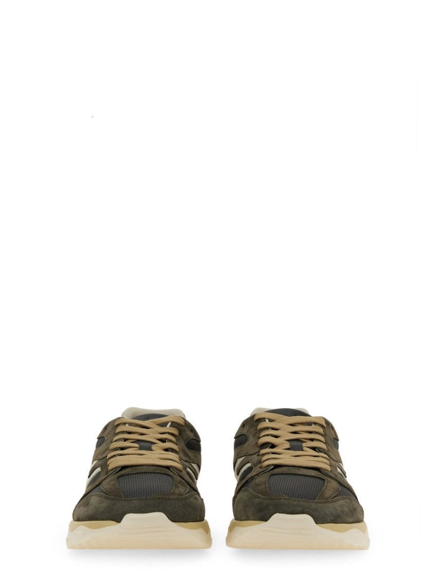 Hogan Calfskin And Suede Sneakers With Prominent Logo