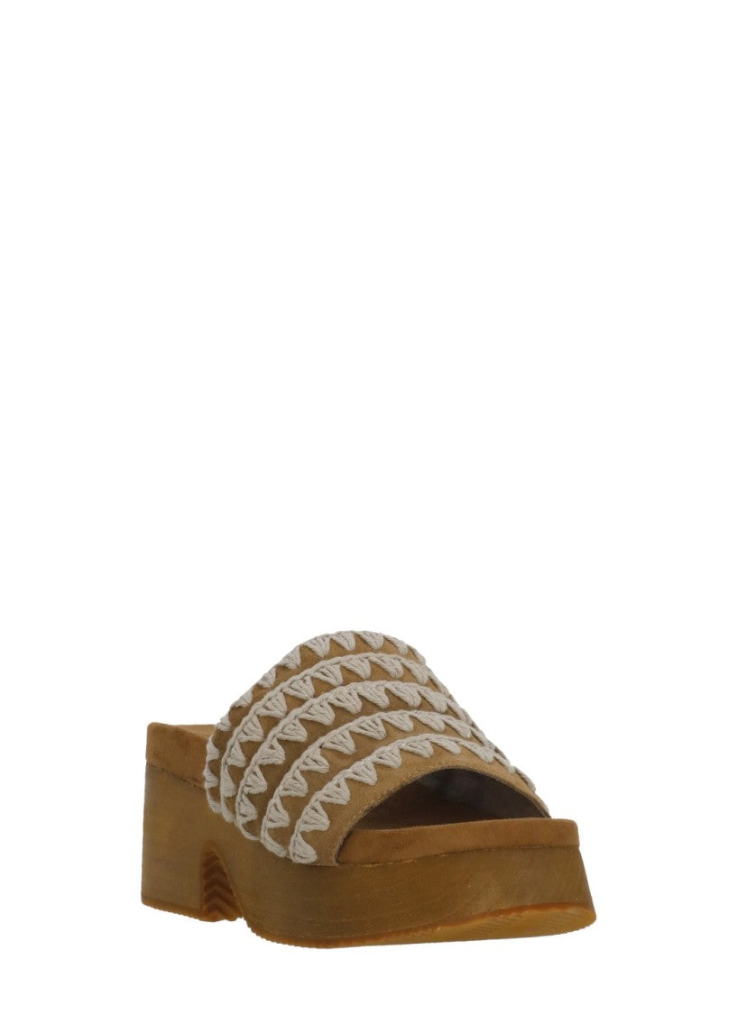 Mou Brown Monoband Upper Monoband Sandals