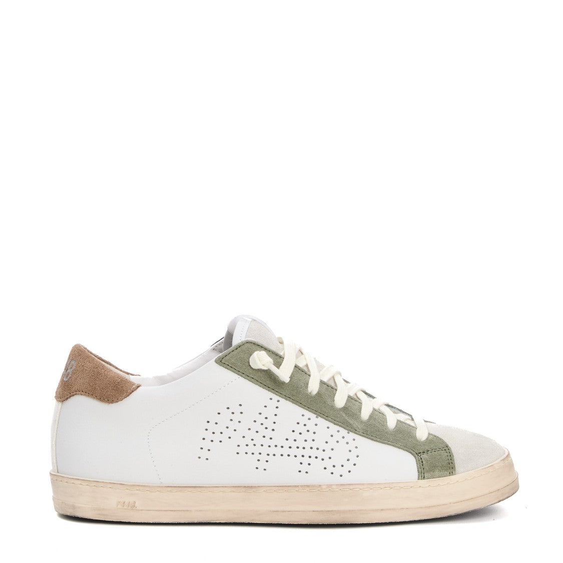 P448 Pelle Bianca E Camoscio Salvia Sneakers