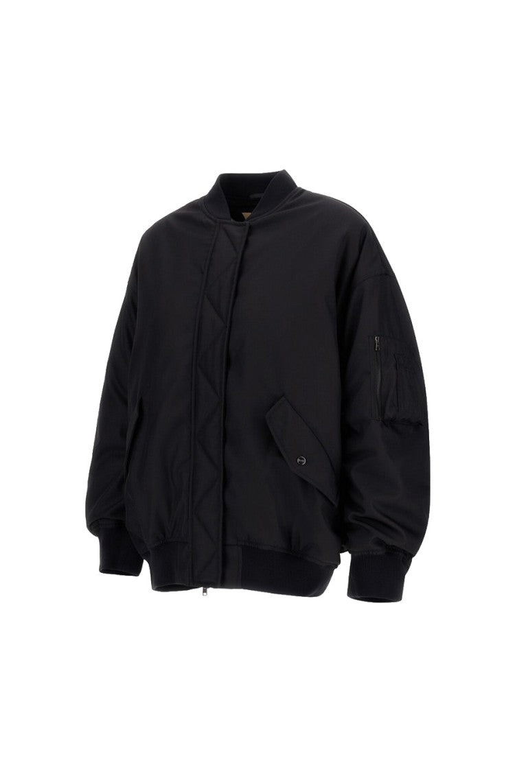 Herno Black Quilted Polyester Bomber Jacket