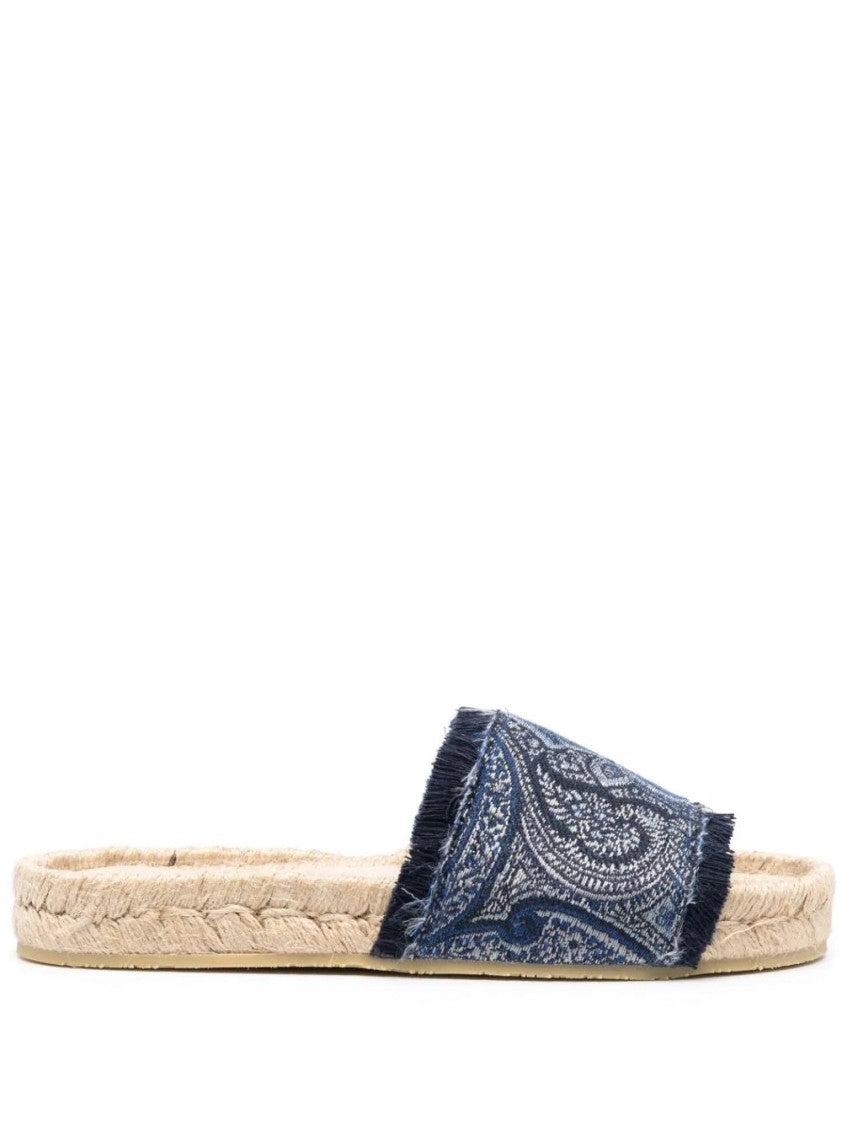 Etro Intricately Patterned Casual Mules With Frayed Edges