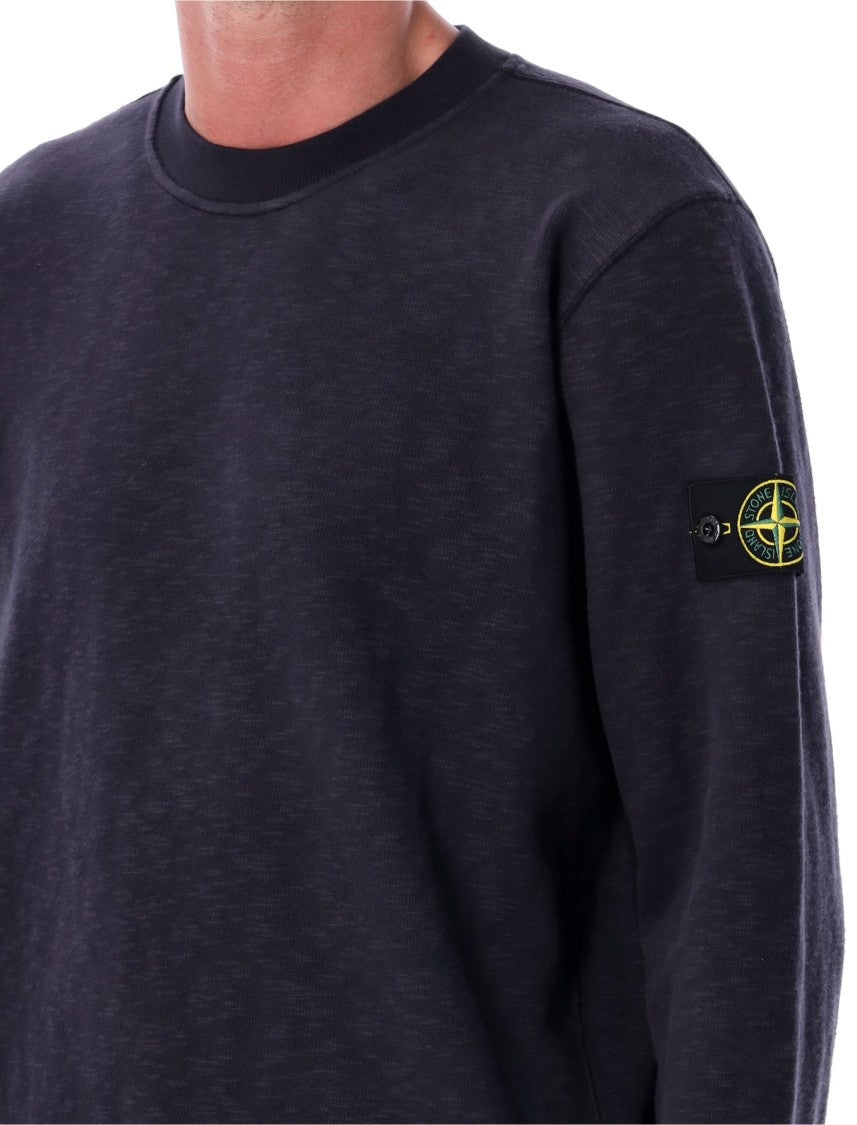 Stone Island Textured Crew Neck Cotton Sweatshirt